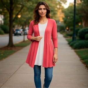 Anthropologie T.LA Oversized Red Open Front Cardigan Sweater Size XS